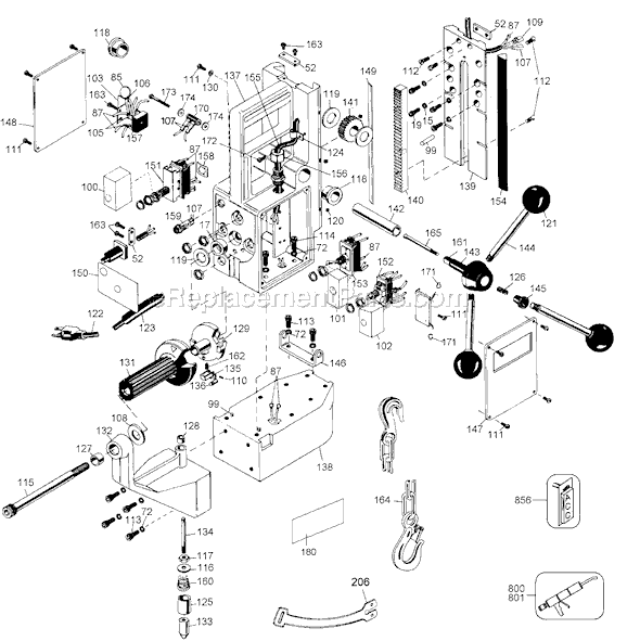 Page B Diagram and Parts List for 1555 Type 2 Black and Decker Drill Press